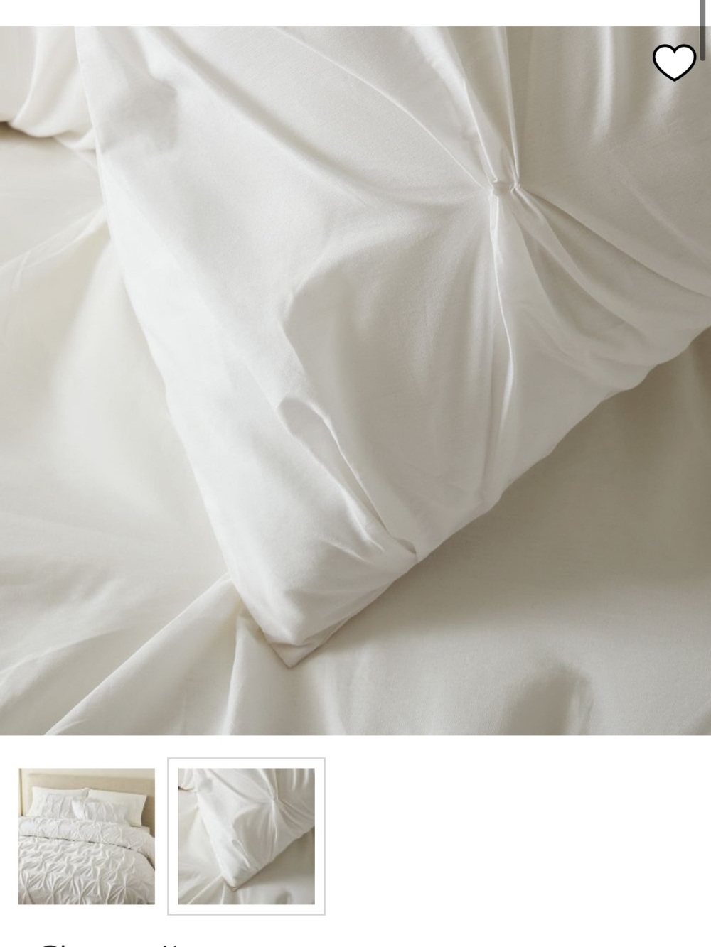 West Elm - White Cotton Pintuck Duvet Cover & 2 Shams - Full/Queen - Picture 2 of 6